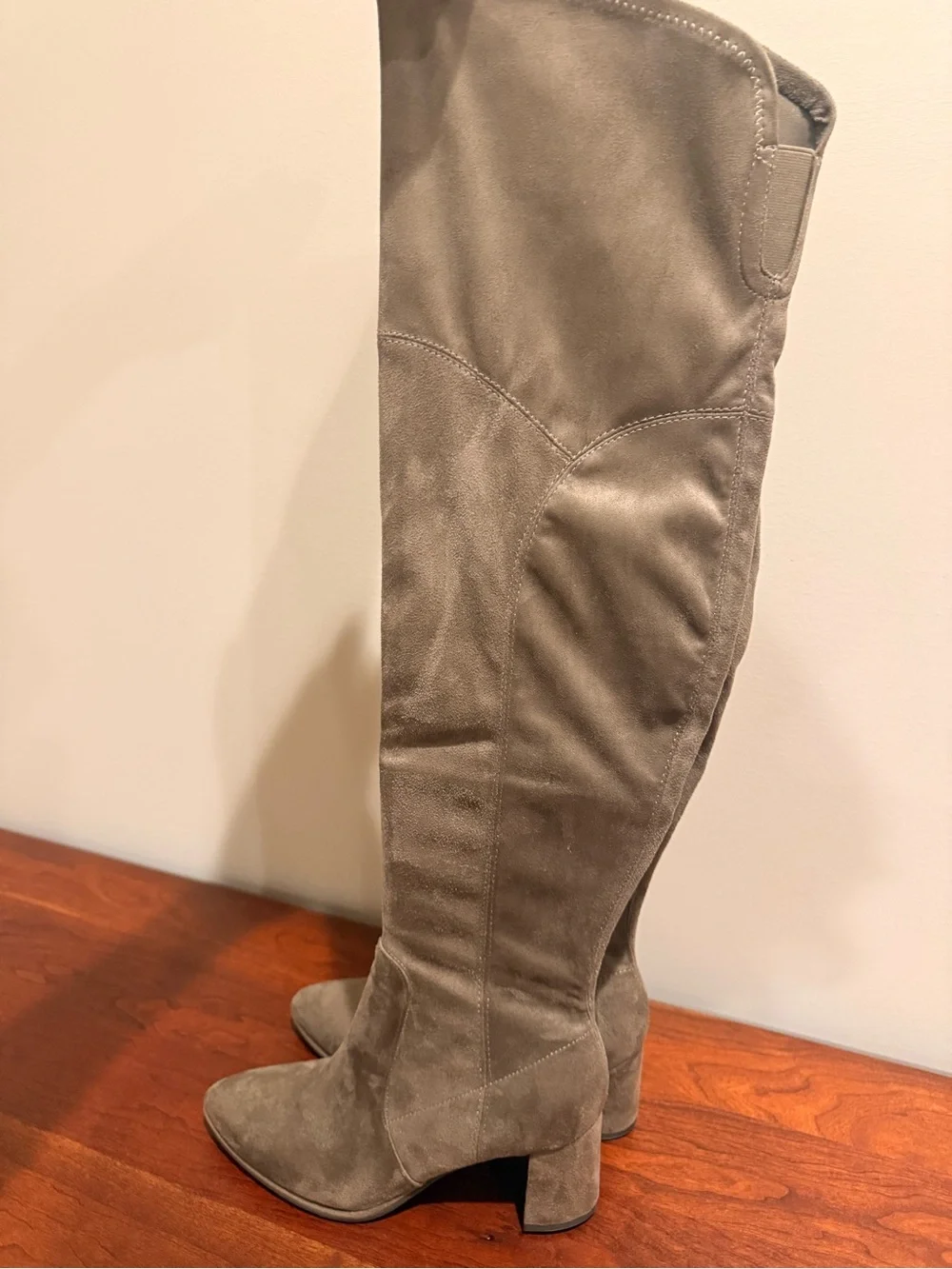 Marc Fisher Over-the-Knee Suede Block Heel Boots - Taupe